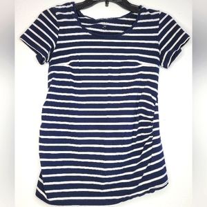 H&M Mama Maternity Small S Striped Blue and White T-shirt Short Sleeve NWOT